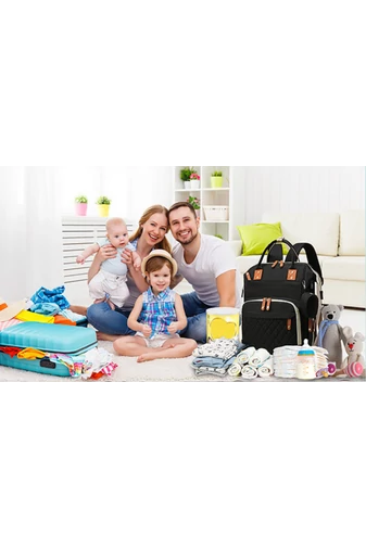  Plecak Bonluo dla mam, czarny, wielofunkcyjny, wodoodporny, z poliestru, z miejscem na USB, rozmiar Wizzair (40*29*15 cm)