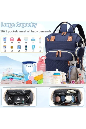  Bonluo Granatowy wielofunkcyjny wodoodporny plecak poliestrowy dla mam z portem USB Wizzair (40*29*15 cm)