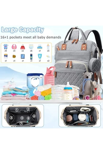 Wielofunkcyjny, wodoodporny plecak poliestrowy Bonluo Gray dla mam z portem USB Wizzair (rozmiar 40*29*15 cm)