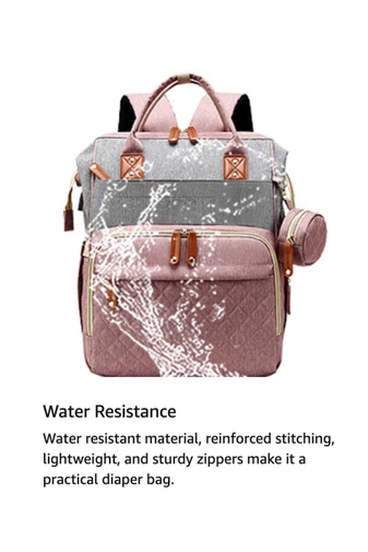  Wielofunkcyjny, wodoodporny plecak poliestrowy Bonluo w kolorze różowo-szarym dla mam z portem USB, rozmiar Wizzair (40*29*15 cm)