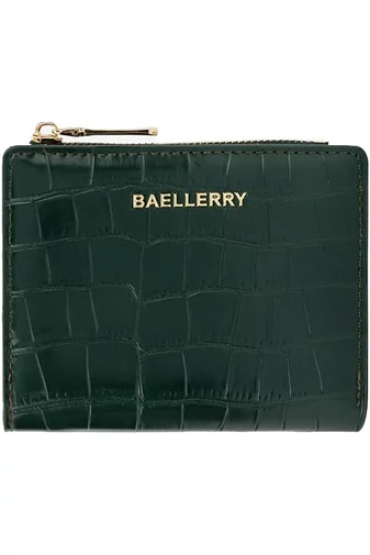  Mały zielony portfel składany na pół z imitacji skóry lakierowanej ze wzorem krokodyla, wymiary 9,5*11,5*3 cm