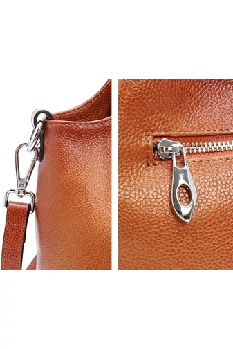 Torebka damska Bonluo elegancka brązowa z ekologicznej skóry 19×32×13 cm