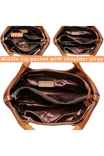 Torebka damska Bonluo elegancka brązowa z ekologicznej skóry 19×32×13 cm