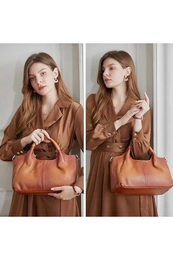 Torebka damska Bonluo elegancka brązowa z ekologicznej skóry 19×32×13 cm