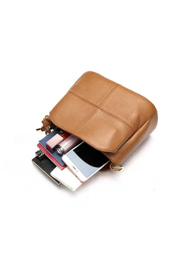 Torebka damska Bonluo czerwona ze skóry naturalnej na ramię i do ręki 18×24×13 cm