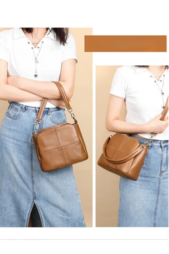 Torebka damska Bonluo czerwona ze skóry naturalnej na ramię i do ręki 18×24×13 cm