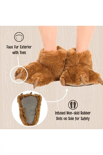  Zabawne kapcie unisex z pazurami niedźwiedzia, brązowe, rozmiar plus (33-37)