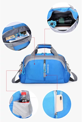  Niebieska wielofunkcyjna torba podróżna i sportowa o nowoczesnym i praktycznym designie, rozmiar Ryanair (39*22*20 cm)