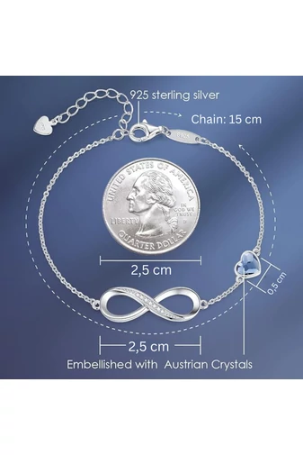  Elegancka bransoletka ze srebra próby 925 ozdobiona kryształami austriackimi. Najwyższa jakość.