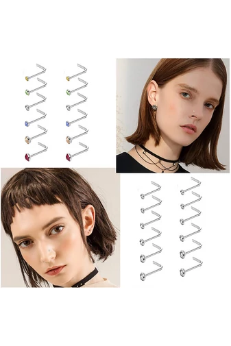 Kolorowy piercing do nosa w kształcie litery „L” ze stali chirurgicznej, hipoalergiczny (zestaw 60 szt.)