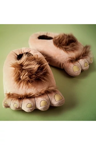 Ciepłe i wygodne brązowe kapcie Hobbit, rozmiar uniwersalny (36-41), materiał pluszowy