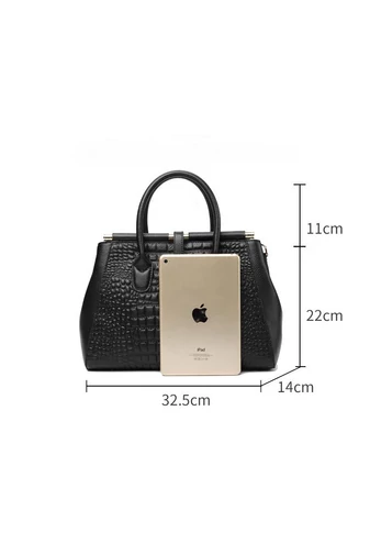  Elegancka czarna torebka Bonluo ze skóry naturalnej ze złotymi detalami. Wymiary (22*32,5*14 cm)