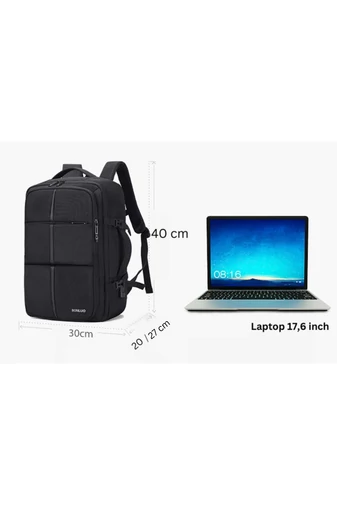 Plecak Bonluo szary w stylu walizki, wielofunkcyjny, z możliwością rozszerzenia, wymiary Wizzair 40*30*20 cm