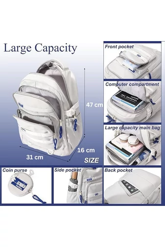 Torba szkolna Bonluo w kolorze jasnoniebieskim z dołączonym mini portfelem, rozmiar 47*31*16 cm