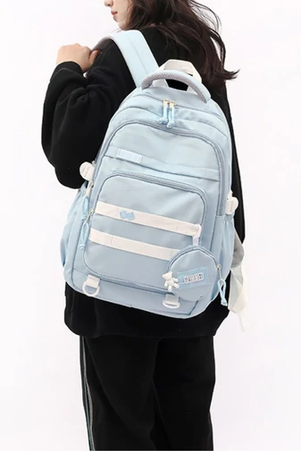 Torba szkolna Bonluo w kolorze jasnoniebieskim z dołączonym mini portfelem, rozmiar 47*31*16 cm