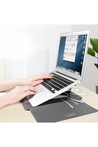  Wielofunkcyjny pokrowiec na laptopa Bonluo z czarnej skóry ekologicznej, rozmiar 34*25 cm