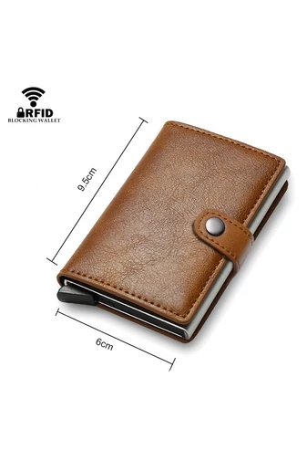  Czarny uchwyt na karty Bonluo z ochroną RFID, wiele przegródek, rozmiar 9,5*6 cm