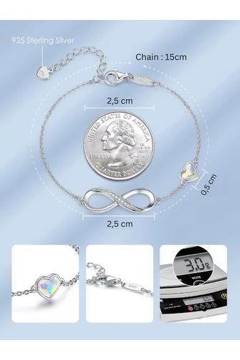 Elegancka bransoletka ze srebra próby 925 ozdobiona wielokolorowymi kryształami austriackimi, najwyższa jakość