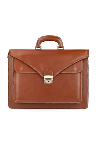  Aktówka Maxmoda Brown Unisex z prawdziwej skóry, duża