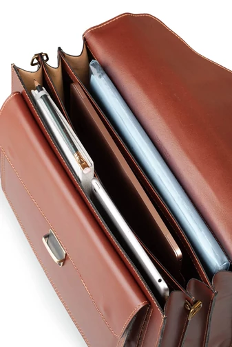  Aktówka Maxmoda Brown Unisex z prawdziwej skóry, duża