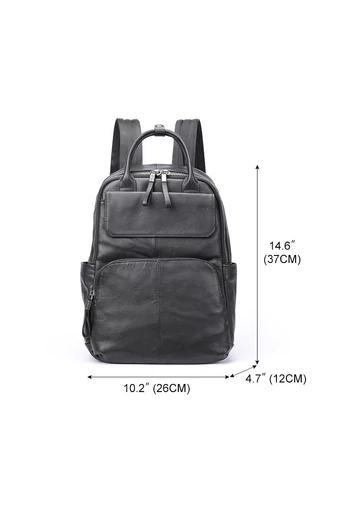  Plecak unisex Bonluo z czarnej, naturalnej skóry z miejscem na laptopa 13,3 cala (37*26*12 cm)