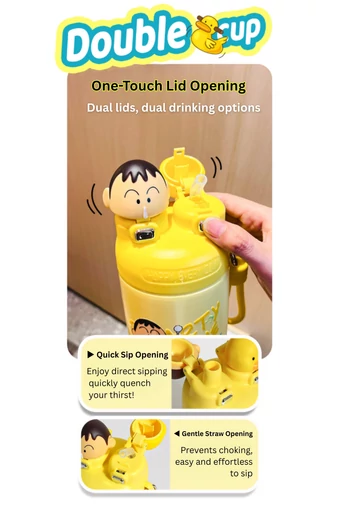  Termos o pojemności 620 ml ze srebrnym, animowanym wzorem, wykonany ze stali nierdzewnej 316, z możliwością podwójnego picia