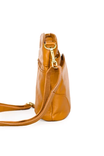  Torebka Bonluo Crossbody w kolorze koniaku, wykonana ze skóry naturalnej, 21*19,5*9,5 cm