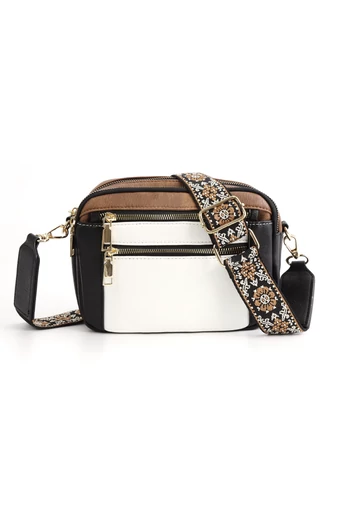  Biała torebka na ramię z czarnym regulowanym paskiem z PU 20*15,6*5,1 cm Bonulo