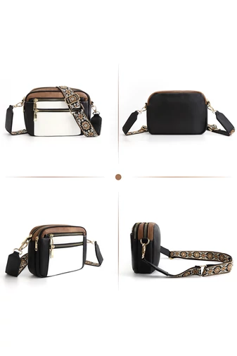  Biała torebka na ramię z czarnym regulowanym paskiem z PU 20*15,6*5,1 cm Bonulo