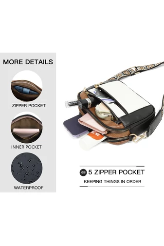  Biała torebka na ramię z czarnym regulowanym paskiem z PU 20*15,6*5,1 cm Bonulo