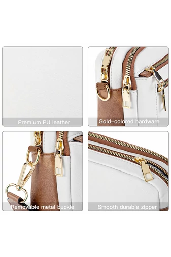  Biała torebka na ramię z brązowym regulowanym paskiem z PU 20*15,6*5,1 cm Bonulo