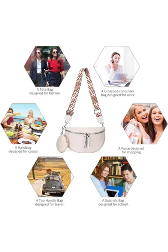 Biała, skórzana torba na ramię z wyjmowanym portfelem, uniwersalna, 26*15*cm, Bonluo