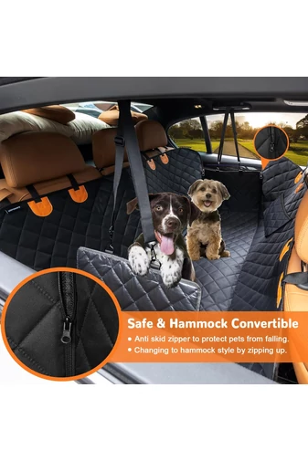  Wielofunkcyjny czarny pokrowiec samochodowy dla psa, antypoślizgowy, łatwy do czyszczenia, wykonany z materiału Oxford