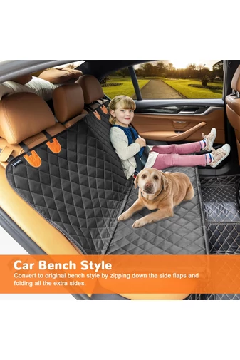  Wielofunkcyjny czarny pokrowiec samochodowy dla psa, antypoślizgowy, łatwy do czyszczenia, wykonany z materiału Oxford