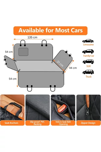  Wielofunkcyjny czarny pokrowiec samochodowy dla psa, antypoślizgowy, łatwy do czyszczenia, wykonany z materiału Oxford