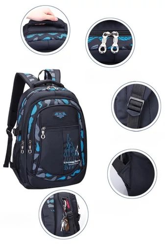 Wielofunkcyjny plecak szkolny w kolorze szarym z czarnymi przegródkami, pojemny i wodoodporny, 48*32*22 cm