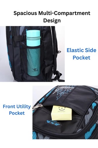 Wielofunkcyjny plecak szkolny w kolorze szarym z czarnymi przegródkami, pojemny i wodoodporny, 48*32*22 cm