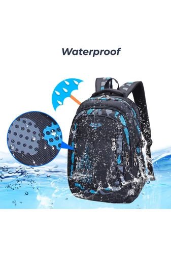 Wielofunkcyjny plecak szkolny w kolorze szarym z czarnymi przegródkami, pojemny i wodoodporny, 48*32*22 cm