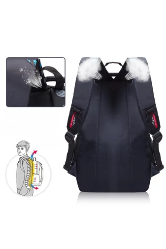 Wielofunkcyjny plecak szkolny w kolorze szarym z czarnymi przegródkami, pojemny i wodoodporny, 48*32*22 cm