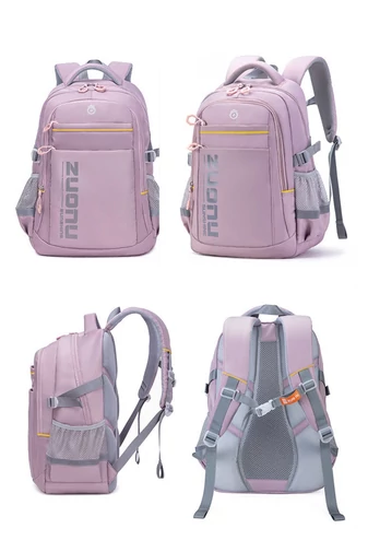  Wysokiej jakości plecak unisex z podparciem lędźwiowym i dużą pojemnością, wodoodporny, różowy ZUONU, 46*33*18 cm