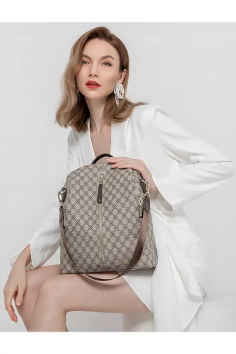  Plecak damski Bonluo, jasnobrązowy, ze wzorem, rozmiar 33*27*12 cm