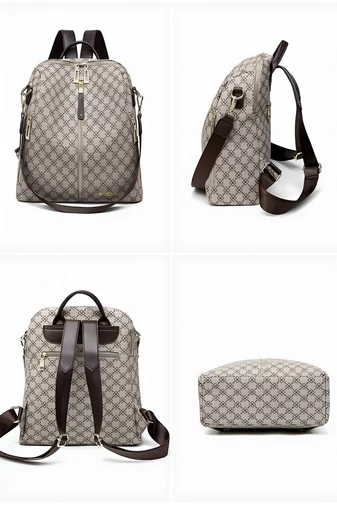  Plecak damski Bonluo, jasnobrązowy, ze wzorem, rozmiar 33*27*12 cm