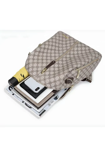  Plecak damski Bonluo, jasnobrązowy, ze wzorem, rozmiar 33*27*12 cm