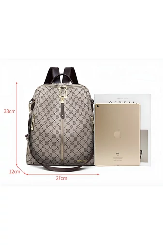  Plecak damski Bonluo, jasnobrązowy, ze wzorem, rozmiar 33*27*12 cm