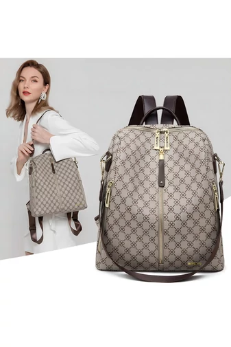  Plecak damski Bonluo, jasnobrązowy, ze wzorem, rozmiar 33*27*12 cm