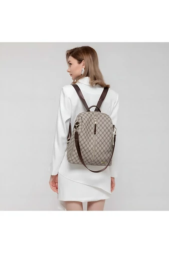  Plecak damski Bonluo, jasnobrązowy, ze wzorem, rozmiar 33*27*12 cm