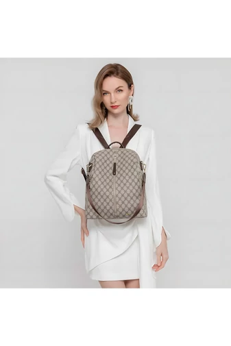  Plecak damski Bonluo, jasnobrązowy, ze wzorem, rozmiar 33*27*12 cm