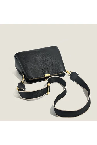  Torebka na ramię 2w1 z prawdziwej skóry, kompaktowa i elegancka Bonluo w kolorze czarnym, 18*25*11 cm