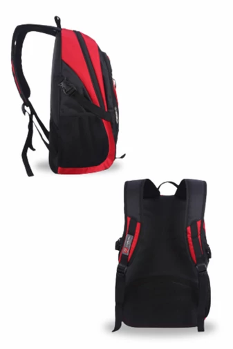  Wodoodporny plecak poliestrowy w kolorze czerwonym i czarnym z wieloma przegrodami 46*32*19 cm