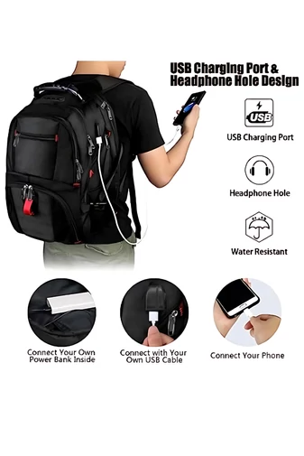 Plecak wielofunkcyjny wodoodporny USB laptop wiele kieszeni 48x34x24 cm pojemny